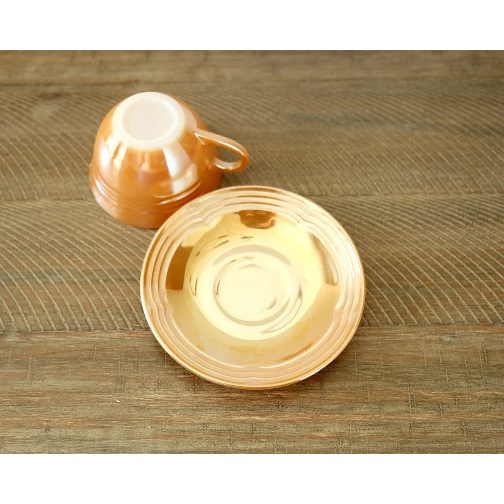 VINTAGE Fire King Peach Luster Ware Cup and Saucer